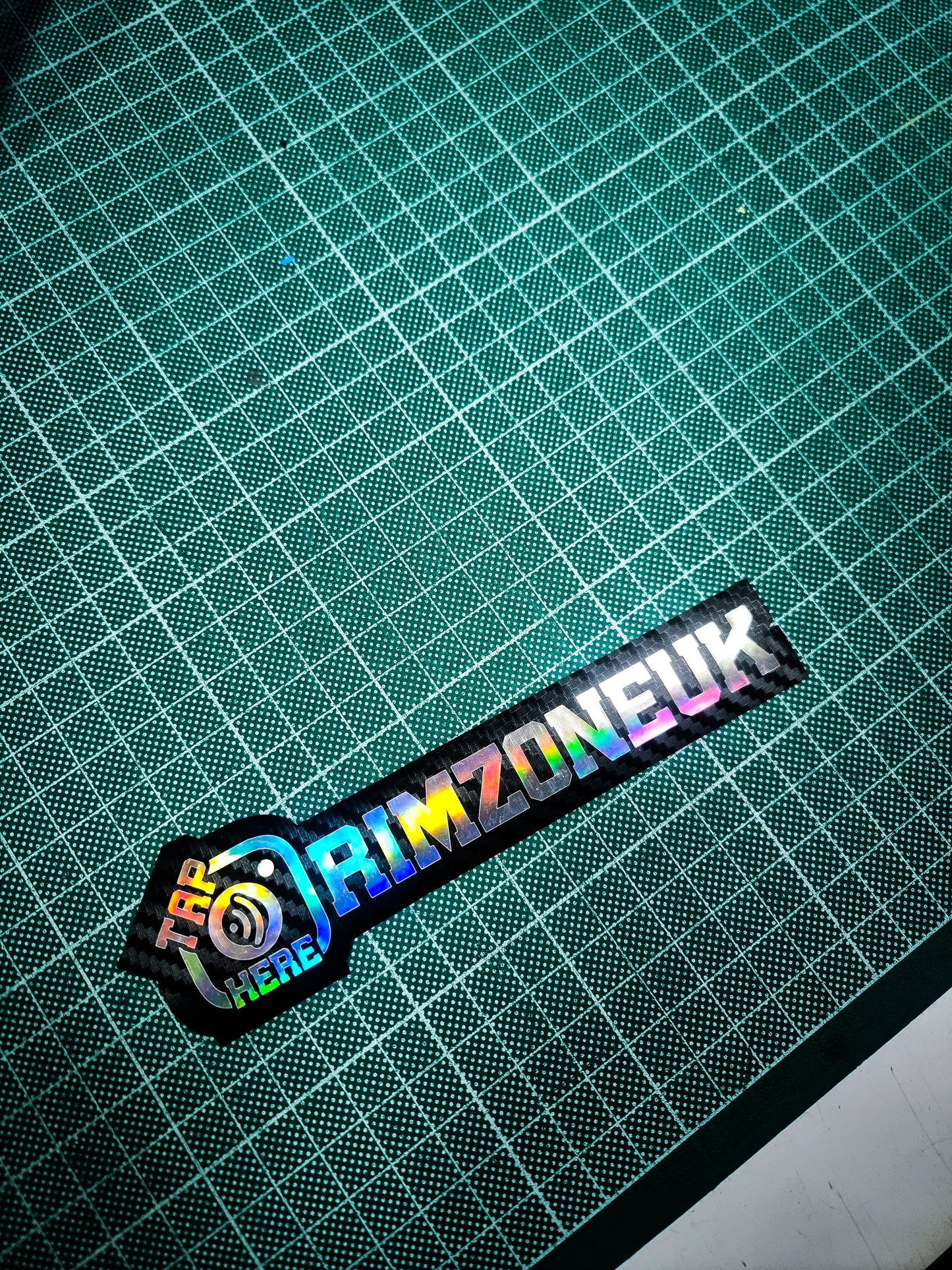 NFC TAP Personalised Social media (Instagram TikTok Youtube Snapchat) Carbon Vinyl Sticker Holographic oil slick